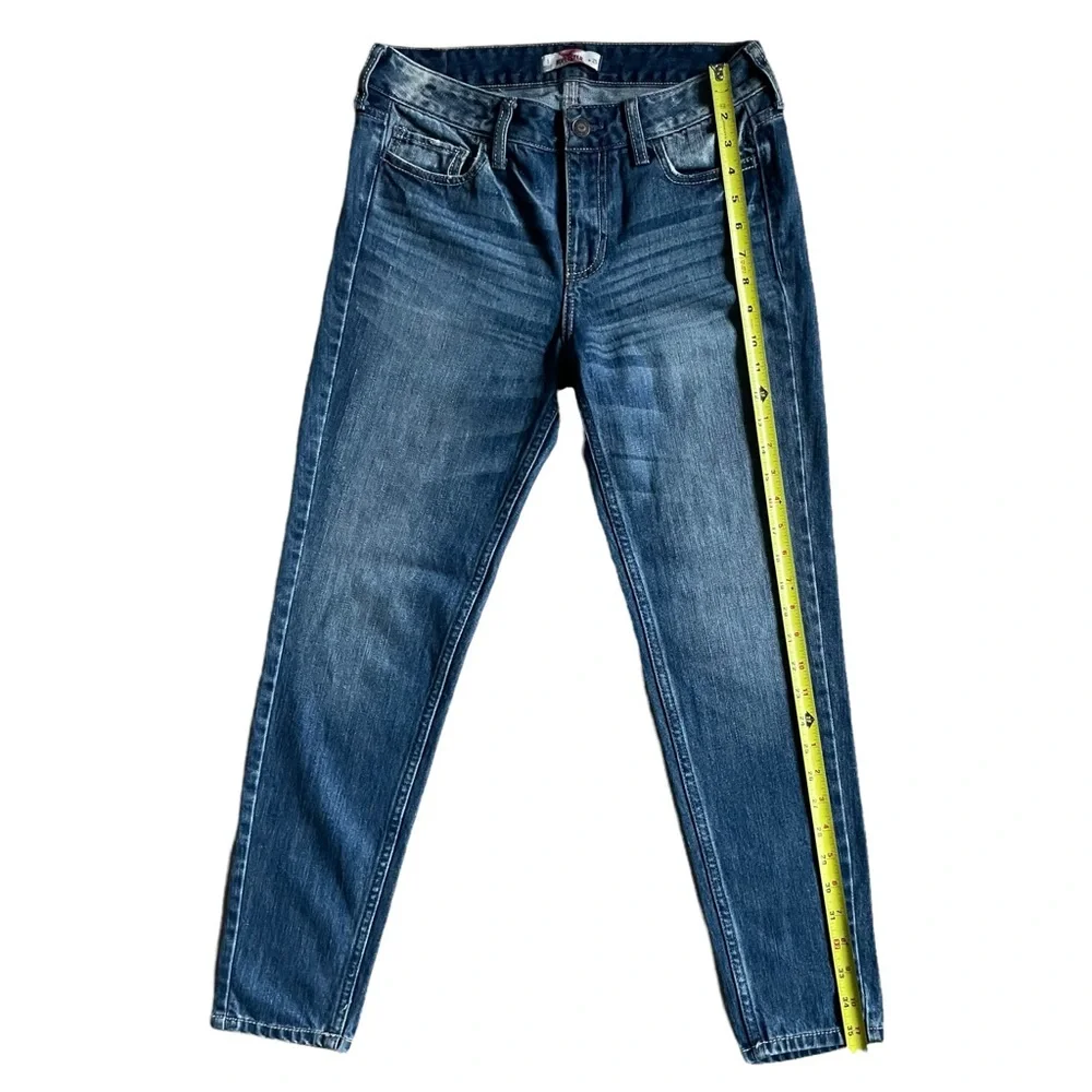 Hollister California Denim Blue Jeans Size 1 w25 Distressed Whiskering & Fading - Picture 7 of 11